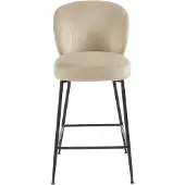 Vente-unique Barhocker 2er-Set - Samt & Schwarzes Metall - Beige - POLPONA