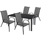 Mojawo 5tlg Gartenmöbel Garnitur Sitzgruppe Essgruppe 160x90cm Stapelstühle