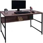 Mendler Schreibtisch HWC-K80, Bürotisch Computertisch Arbeitstisch Ablage, Metall MDF 120x60cm grau-braun