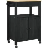 vidaXL Küchentrolley MONZA Schwarz 60 x 40 x 88,5 cm Massivholz Kiefer