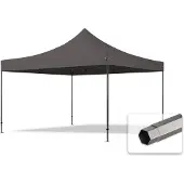 TOOLPORT 4x4m Stahl Faltpavillon, ohne Seitenteile, dunkelgrau