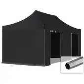 TOOLPORT 3x6m Stahl Faltpavillon, inkl. 4 Seitenteile, schwarz