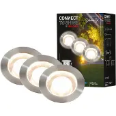 Briloner Connect to Shine 3er Set Bodeneinbauleuchten, Erweiterungsset, Warmweißes Licht, IP67 Wasserfest, Warmweißes Licht, silberfarbig, 4,5 x 2,5 cm