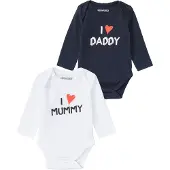 Kidsworld Langarmbody "2er Pack Baby-Body Sprüche, Mummy&Daddy" Packung, 2, 2 Stk. aus Bio-Baumwolle