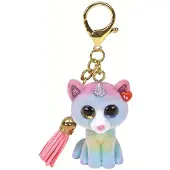 TY BEANIE BOOS Mini Boos HEATHER keychain cat with horn 25059