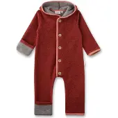 Sanetta Wollfleece-Overall mit Kapuze Klappbündchen, rot, 68