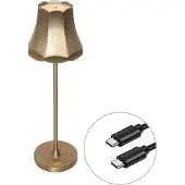 QAZQA Retro Tischleuchte Gold wiederaufladbar IP44 Granny