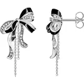 Thomas Sabo Paar Ohrhänger "Schleifen-Ohrringe Lovely Romance", schwarz-weiß (silberfarben, schwarz, weiß, weiß), Ohrringe, Damen, Silber 925 (recycelt), Paar Ohrhänger, mit Zirkonia (synth.)