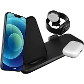 ZENS Kabellose Ladestation 4-in-1 - Aluminium Serie - Kabelloser Ladeständer + Apple Watch - Weiß