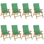 vidaXL Gartenstühle mit Auflagen 8 Stk. Massivholz Teak