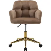 Vente-unique Bürostuhl höhenverstellbar - Samt - Beige & Goldfarben - PEGA von Pascal Morabito