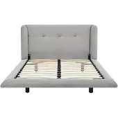 Vente-unique Polsterbett 160 x 200 cm - mit gestepptem Kopfteil - Stoff - Hellgrau - PENAVI