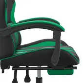 vidaXL Gaming-Stuhl mit Fußstütze Schwarz und Grün Kunstleder