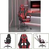 The Living Store Gaming-Stuhl mit Fußstütze Schwarz und Rot Kunstleder