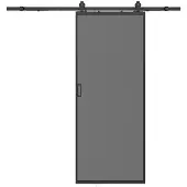 Vente-unique Wandschiebetür - Aluminium und rauchmattiertes Einscheiben-Sicherheitsglas - H 205 x B 63 cm - LINCI II