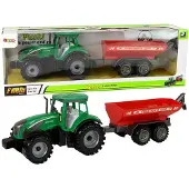 Leantoys Lean Toys Grüner Traktor mit rotem Anhänger Fractal Drive
