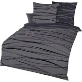 TRAUMSCHLAF Biber Bettwäsche Motion zinn 200x220 cm + 2x 80x80 cm