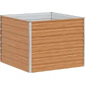 vidaXL Hochbeet Hellbraun 100 x 100 x 77 cm Verzinkter Stahl