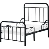 Beliani Mitwachsendes Kinderbett Schwarz Metall mit Lattenrost 90x200 cm Verlängerbar Ausziehbar Hohes Kopf- und Fußteil Modernes Design Kinderzimmer