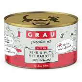 Grau getreidefreies Kittenfutter - Rind, Pute & Karotte - 6 x 200 g