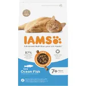 IAMS For Vitality Cat Senior Ocean Fish für ältere Katzen mit Fisch 3 kg + 3 x Huhn und Pute in Sauce 85 g GRATIS
