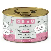 Grau getreidefreies Katzenfutter - Huhn & Kalb - 6 x 200 g