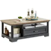 Innostyle Couchtisch Jasmin Beistelltisch graphit und Artisan Eiche 120x67 cm