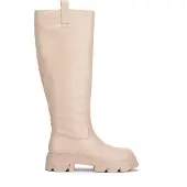 WITTCHEN Damen-Lederstiefel mit dicken Sohlen, beige, Naturleder