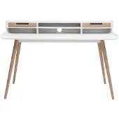 Miliboo Skandinavischer Schreibtisch aus Holz und weiß L140 cm OPUS