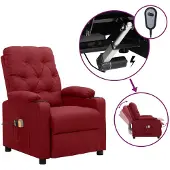 vidaXL Massagesessel Elektrisch Weinrot Stoff