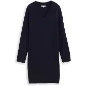 Tom Tailor Damen Strickkleid mit Kaschmir-Anteil, blau, Meliert, Gr. 40