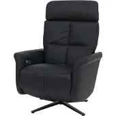 Mendler Relaxsessel MCW-L10, TV-Sessel Liegesessel, Liegefunktion drehbar, elektrisch verstellbar Voll-Leder schwarz