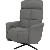 Mendler Relaxsessel MCW-L10, TV-Sessel Liegesessel, Liegefunktion drehbar, elektrisch verstellbar Voll-Leder grau