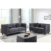 Vente-unique Couchgarnitur 3+2 - Samt - Anthrazit - TURNER
