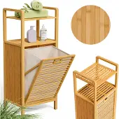 Casaria Badregal mit Wäschekorb 43l 40 x 30 x 95cm
