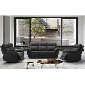 Vente-unique Relaxgarnitur 3+2+1 - Büffelleder - Schwarz - PAKITA
