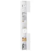 SoBuy Badezimmerschrank schmal 20x20 cm, Hochschrank Nischenschrank Badezimmer mit 6 verstellbaren Böden Schublade platzsparender Badschrank BZR167-GW