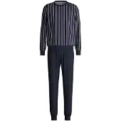 Calida Schlafanzug "Relax Streamline 4" 2 tlg. gestreift, Langarm, basic, Rundhalsausschnitt, Baumwolle
