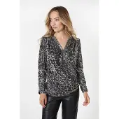 Esqualo Top Sequins Scattered Illusion Print Größe: 36 | Longsleeves Outlet | Damen