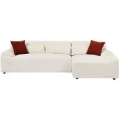 Vente-unique Ecksofa - Ecke rechts - Chenille-Stoff - Beige - OVILIO