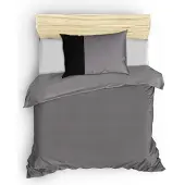 L'essentiel Maison , Plain - Grey, Black, Einzelbett-XXL-Bettbezug-Set (DE), Grau, 100 % Baumwolle, 155 x 155 cm