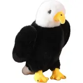 Leantoys Plüsch Adler Vogel Kuscheltier Maskottchen Schmusetier Schwarz-Weiß 25cm