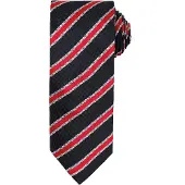 Premier Mens Waffle Stripe Formal Business Tie (Schwarz/Rot)