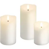 Goobay 3er-Set LED-Echtwachskerzen, weiß