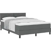 vidaXL Boxspringbett mit Matratze Dunkelgrau 140 x 190 cm Stoff