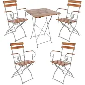 Mojawo Biergarten Set Klapptisch + 2 Klappstühle mit Armlehnen Akazie 70x70cm