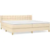 Syfax Boxspringbett mit Matratze Creme 200x200 cm Stoff