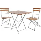 Mojawo 3-tlg Biergartenmöbel Bistroset Balkonset Klapptisch + 2 Klappstühle