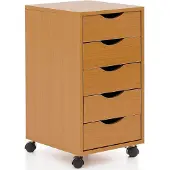 FineBuy Rollcontainer Holz furniert Buche