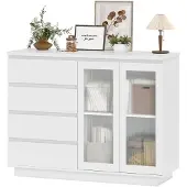 HOMCOM Sideboard-120L x 40B x 91H cm-Weiß | Gr.: onesize